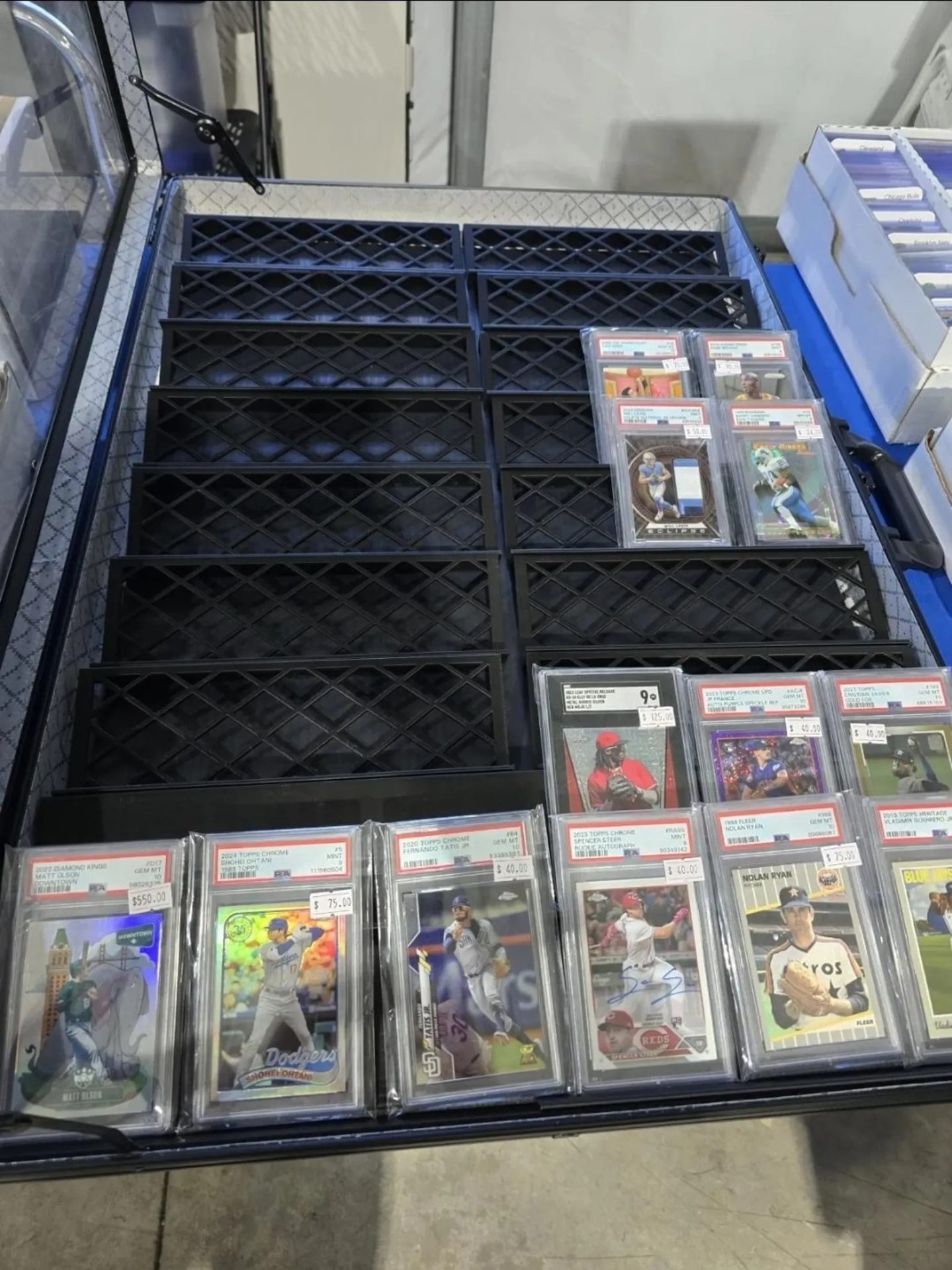 Bandeja expositora en uso